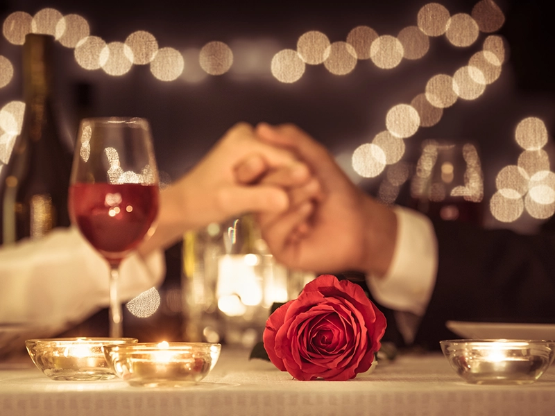 A romantic dinner in town with an escort